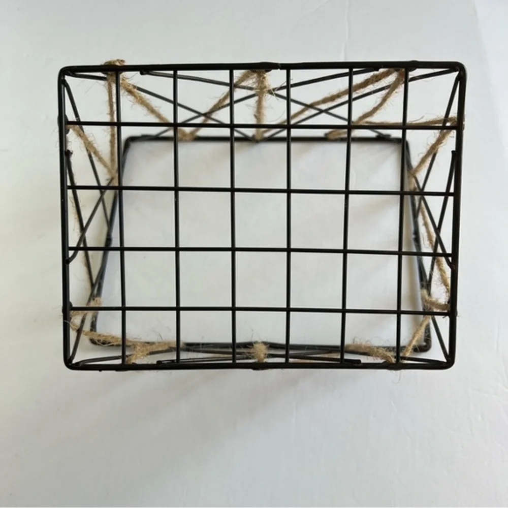metal and twine basket home‎ decor hanging entryway bin